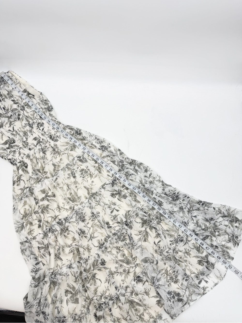 Express Floral Toile Tiered Maxi Dress Cream Gray Sleeveless Cottagecore XS - Picture 3 of 13